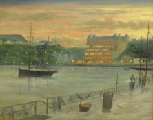 Robert Sheader (British 20th century) after Atkinson Grimshaw: The Grand Hotel Scarborough, oil on b