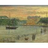 Robert Sheader (British 20th century) after Atkinson Grimshaw: The Grand Hotel Scarborough, oil on b