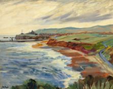 Joan M Pook (British 1927-2011): 'Whitby' from Lythe Bank, oil on board signed, title label verso 34