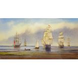 Kenneth W Burton (British 1946-): 'The Battle of Trafalgar 1805', watercolour signed and titled
