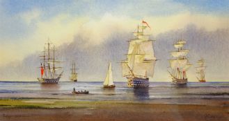 Kenneth W Burton (British 1946-): 'The Battle of Trafalgar 1805', watercolour signed and titled