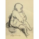 Philip Naviasky (British 1894-1983): Portrait of a Baby, pencil signed 30cm x 23cm