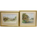 Peter Abnett (British Contemporary): 'Benty Grange Derbyshire' and Kent Farmhouse, two watercolours