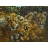 Joel Kirk (British 1948-): Lion Cubs, pastel signed 48cm x 63cm