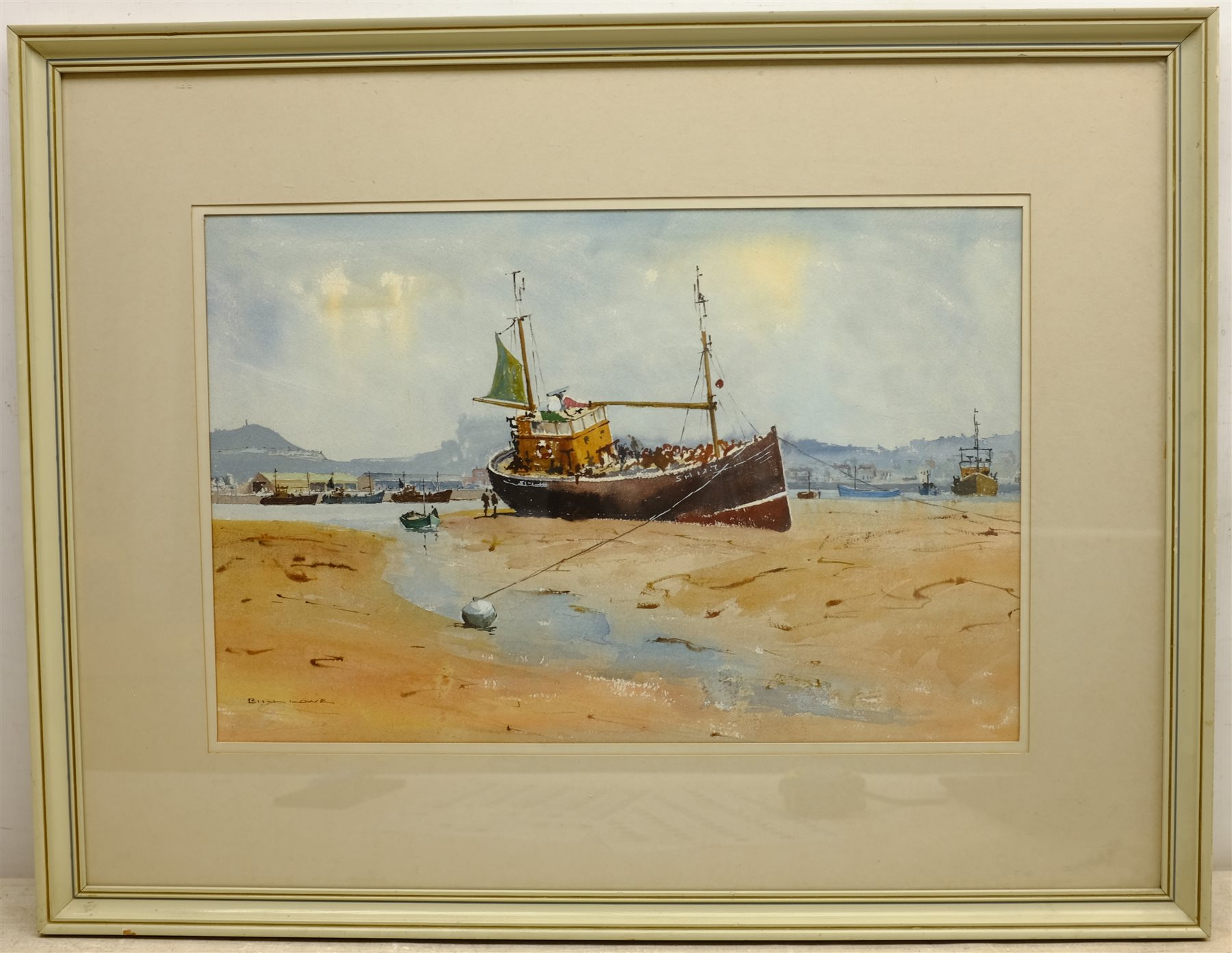Bill Lowe (British 20th century): 'The Harbour Scarborough', watercolour signed, titled verso with a - Image 2 of 2