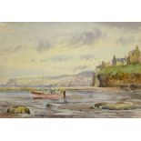 Edward H Simpson (British 1901-1989): Coble on the Scaur Robin Hood's Bay, watercolour signed 25cm