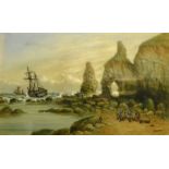 John Francis Branegan (British 1843-1909): 'King and Queens Rock Flamborough', watercolour signed an