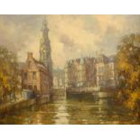 Donald Gray Midgely (British 1918-1995): 'The Mint Tower Amsterdam', oil on board signed and dated '