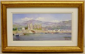 Kenneth W Burton (British 1946-): 'Conwy Castle', watercolour signed and titled 12cm x 27cm Prove