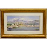Kenneth W Burton (British 1946-): 'Conwy Castle', watercolour signed and titled 12cm x 27cm Prove