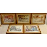 After Sir William Russell Flint (British 1880-1969): Continental Scenes, set five colour prints wit