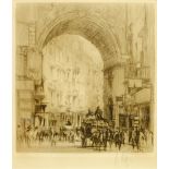 William Walcot (British 1874-1943): 'Arc San Carlo, Naples', drypoint etching signed in pencil