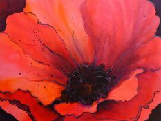 British Contemporary: Study of a Poppy, acrylic on canvas unsigned 88cm x 115cm