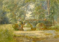 English School (Early 20th century): Packhorse Bridge Winsford Exmoor, watercolour indistinctly sig