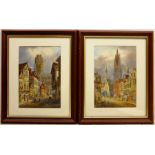 Edward Nevil (British fl.1880-1900): 'Rouen' and 'Antwerp', pair watercolours signed and titled 27cm
