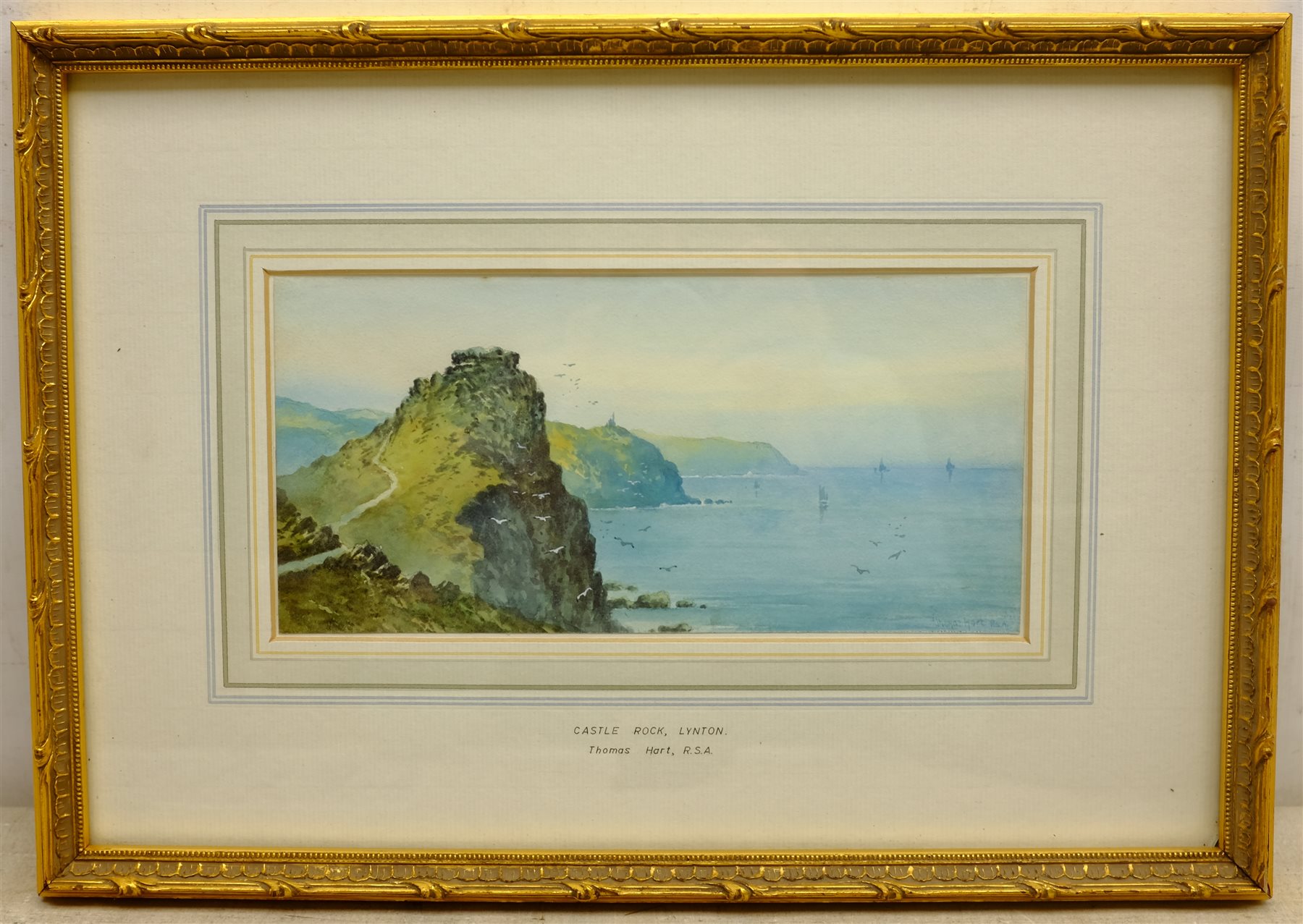 Thomas Hart (British 1830-1916): 'Castle Rock, Lynton', watercolour signed, titled on the mount, Ge - Image 2 of 4