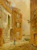 Edward Nevil (British fl.1880-1900): A Whitby Yard, watercolour signed 36cm x 27cm