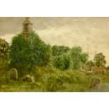 English School (19th/20th century): 'Newburn Churchyard', watercolour indistinctly signed, titled an