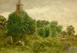 English School (19th/20th century): 'Newburn Churchyard', watercolour indistinctly signed, titled an