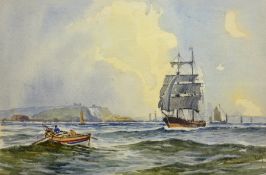 Edward H Simpson (British 1901-1989): Ships Leaving Whitby, watercolour unsigned 20cm x 30cm