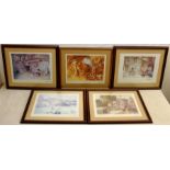 After Sir William Russell Flint (British 1880-1969): Continental Scenes, set five colour prints wit