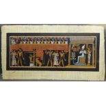 Egyptian School (20th century): The Pharaoh's Procession, two paintings on papyrus indistinctly sig