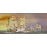 Kenneth W Burton (British 1946-): 'The Battle of Trafalgar 1805', watercolour signed 11.5cm x 26cm