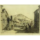 Robert Henry Smith (British exh.1906-1920): 'A Glimpse of the Harbour, Polperro Cornwall', etching s
