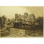 Charles Bird (British 1856-1916): Ripon Cathedral, drypoint etching signed in pencil 48cm x 65cm, an