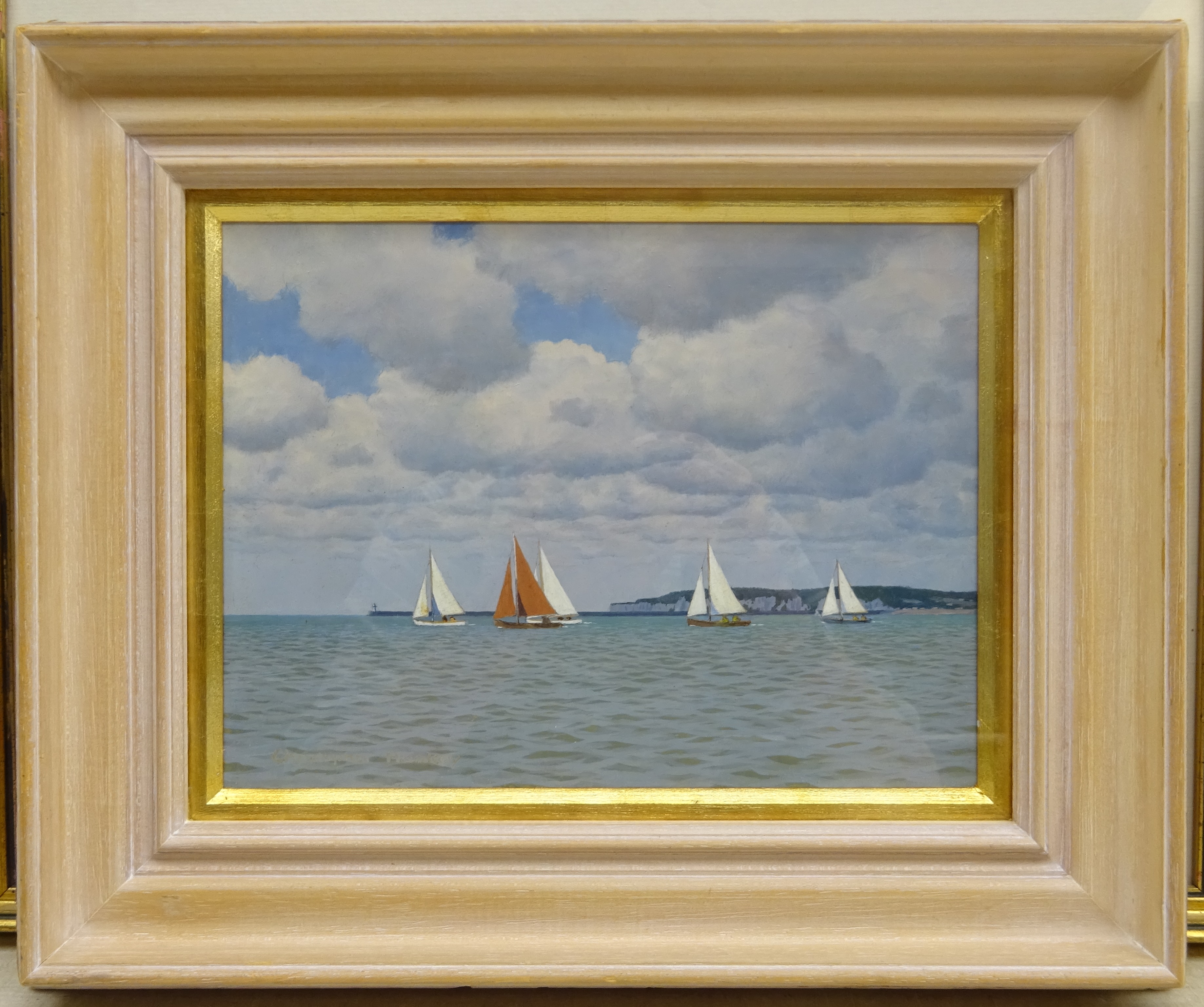 Christopher Alers Hankey (British 1911-2000): 'Sailing off Seaford', oil on board signed, titled ver - Image 2 of 2