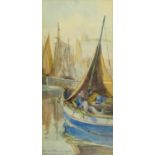 John Francis Rennie (19th/20th century): Fishing Boats in Whitby Harbour, watercolour signed and dat