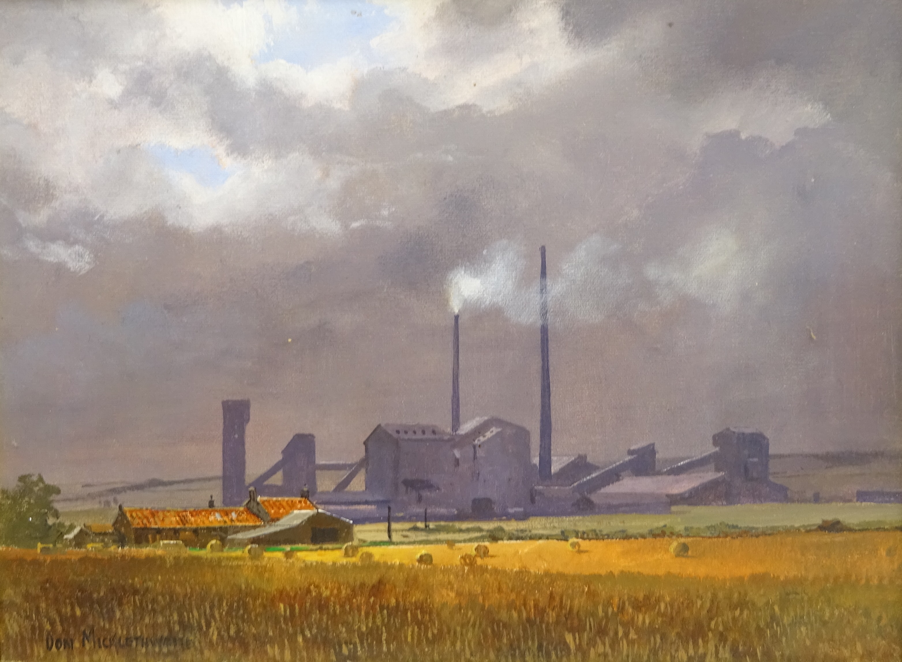 Don Micklethwaite (British 1936-): 'Boulby Potash', acrylic on canvas signed, titled on label verso