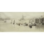 William Lionel Wyllie (British 1851-1931): 'The Mouth of the Tyne', drypoint etching signed in penci