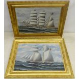 English School (Early 20th century): Ships' Portraits, pair oils on board signed K and dated 1904, 2