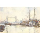 William Ednie Rough (British 1892-1935): Shipping on the Thames before Tower Bridge, watercolour sig
