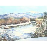 Nancy Marsden (American 20th century): 'Mount Washington - Saco River, New Hampshire', watercolour s