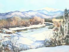 Nancy Marsden (American 20th century): 'Mount Washington - Saco River, New Hampshire', watercolour s