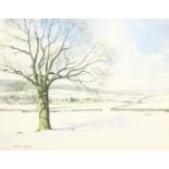 Norman Jackson (British 20th century): Row Brow near Scarborough from Stepney in the Snow, watercolo