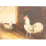 English Primitive School (19th/20th century): Poultry in a Barn, oil on board unsigned