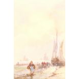 Frank Rousse (British fl.1897-1917): Meeting the Boats, watercolour signed 25cm x 16cm