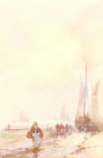 Frank Rousse (British fl.1897-1917): Meeting the Boats, watercolour signed 25cm x 16cm