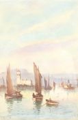 Frank Rousse (British fl.1897-1917): Shipping in Scarborough Harbour, watercolour signed 25cm x 16cm