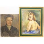 Portrait of Matron, mid 20th century oil on canvas indistinctly signed, indistinctly inscribed on th