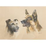 John Naylor (British 1960-): Portrait of Two Dogs, pastel signed and dated '95, 28cm x 38cm