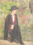 Scottish School (20th century): Lady Sat in a Garden, oil on canvas unsigned, with John Mathieson &