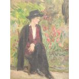 Scottish School (20th century): Lady Sat in a Garden, oil on canvas unsigned, with John Mathieson &