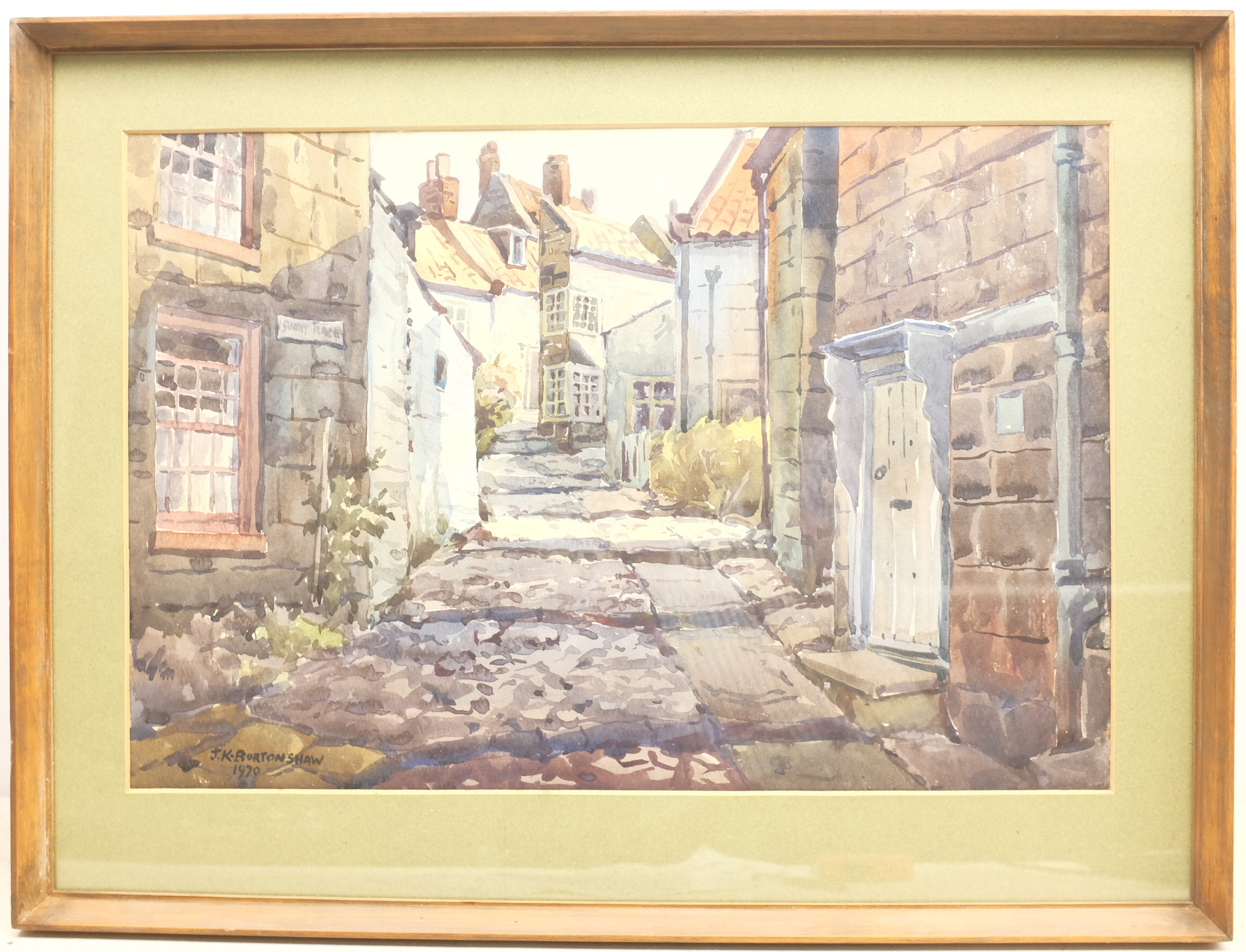 J K Burtonshaw (British 20th century): 'Sunny Place' Robin Hood's Bay, watercolour signed and dated - Image 2 of 2