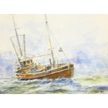 Desmond 'Des' G Sythes (British 1929-2008): Whitby Trawler 'Achieve', watercolour signed and dated '