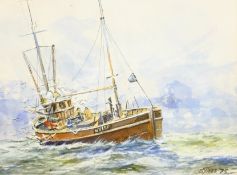 Desmond 'Des' G Sythes (British 1929-2008): Whitby Trawler 'Achieve', watercolour signed and dated '