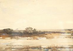 Kershaw Schofield (British 1872-1941): 'A Marshy Landscape', watercolour signed, titled on gallery l